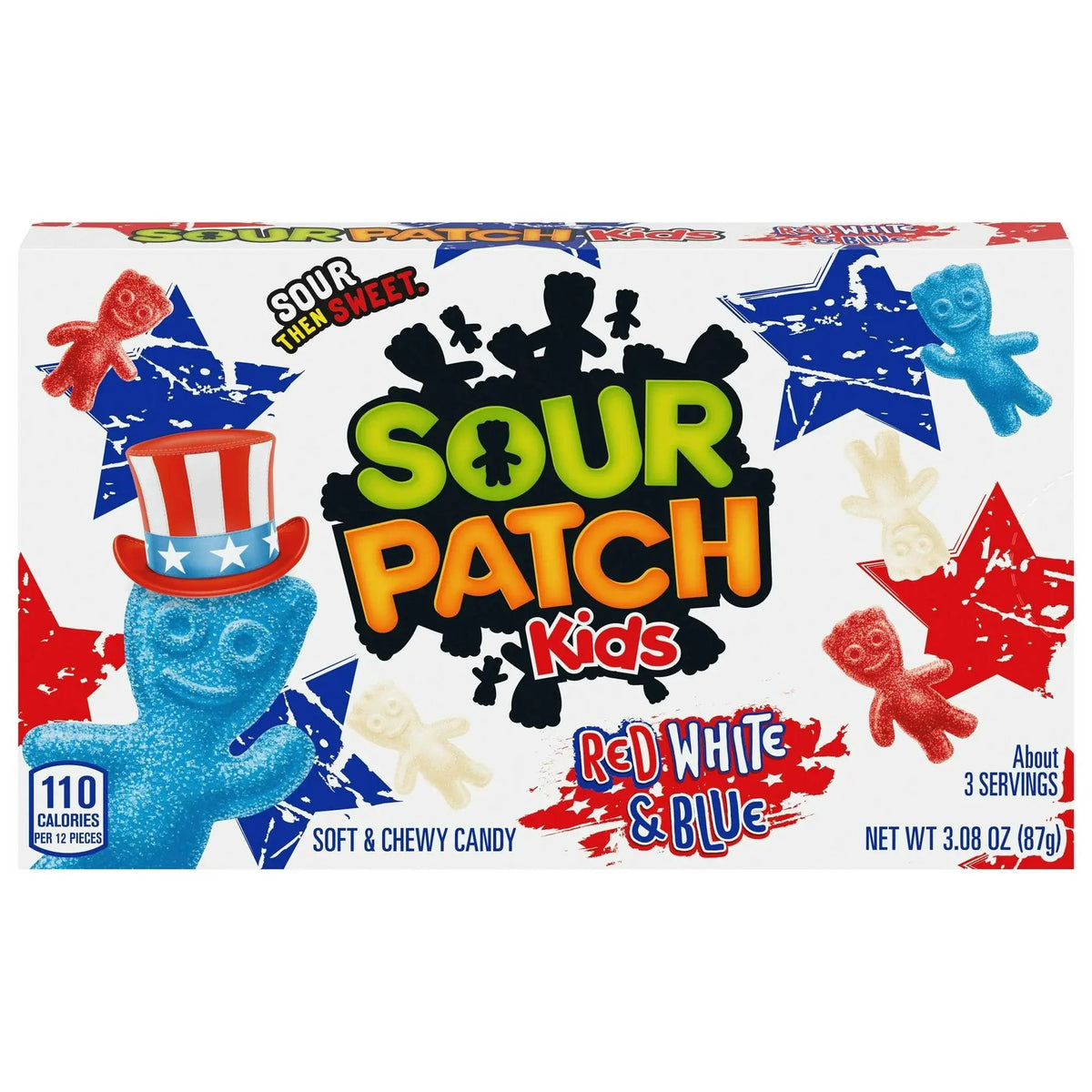 Kutija slatkiša Sour Patch Kids Red White & Blue, crveno-bijelo-plava ambalaža